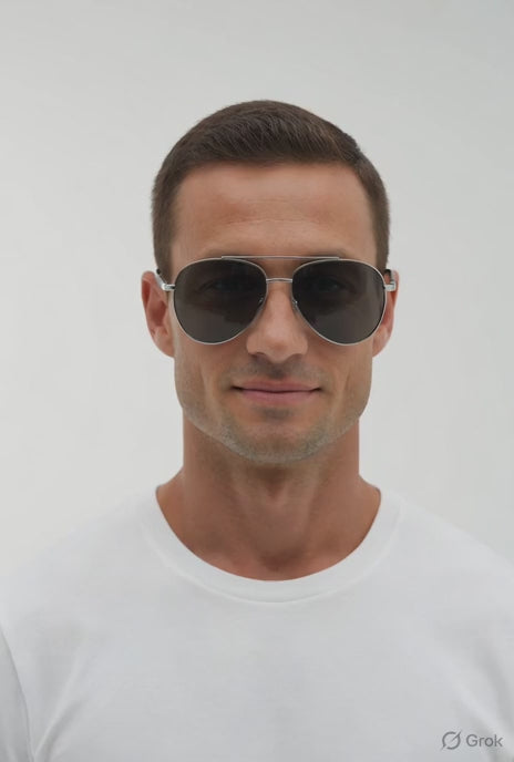 Stig - Titanium & Wood Aviator Sunglasses