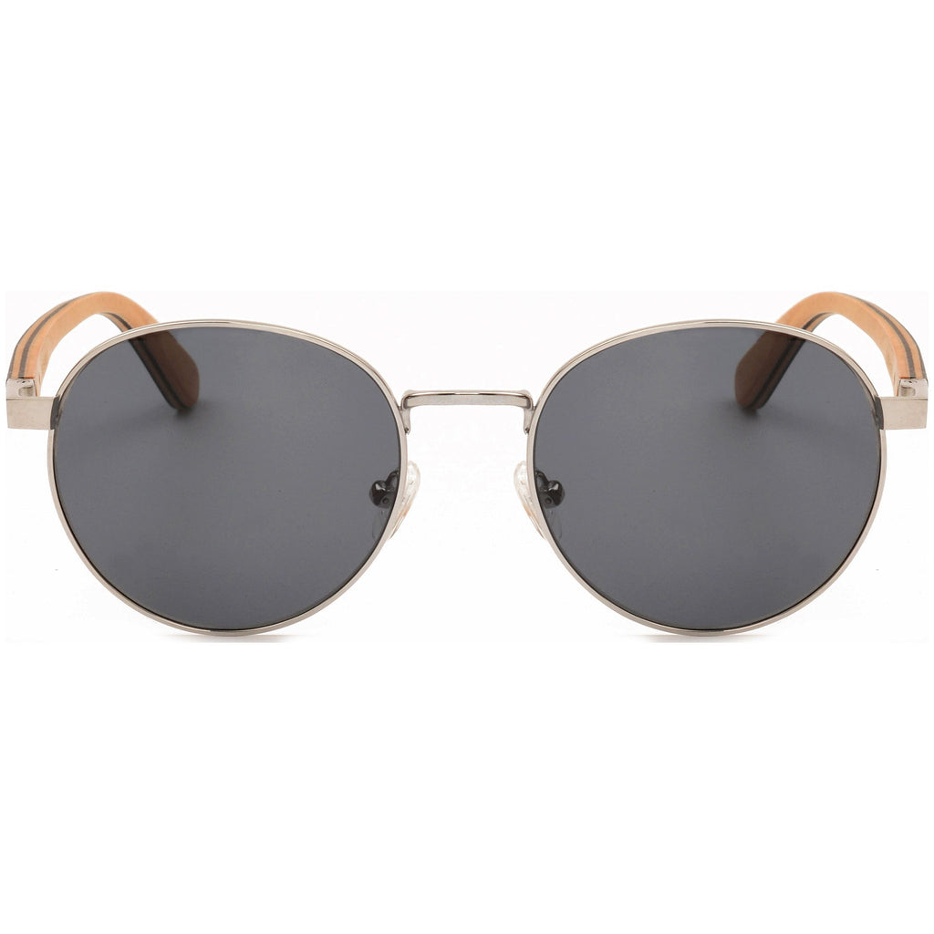 Round Titanium Zebra Wood Sunglasses James 2