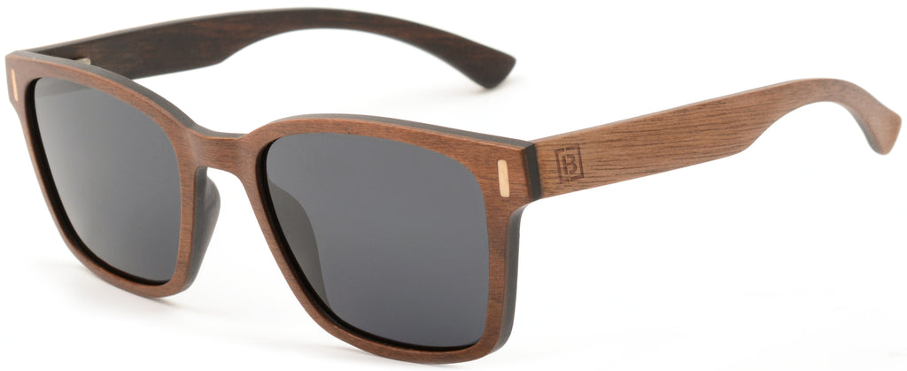 Square walnut wood polarised sunglasses infinite